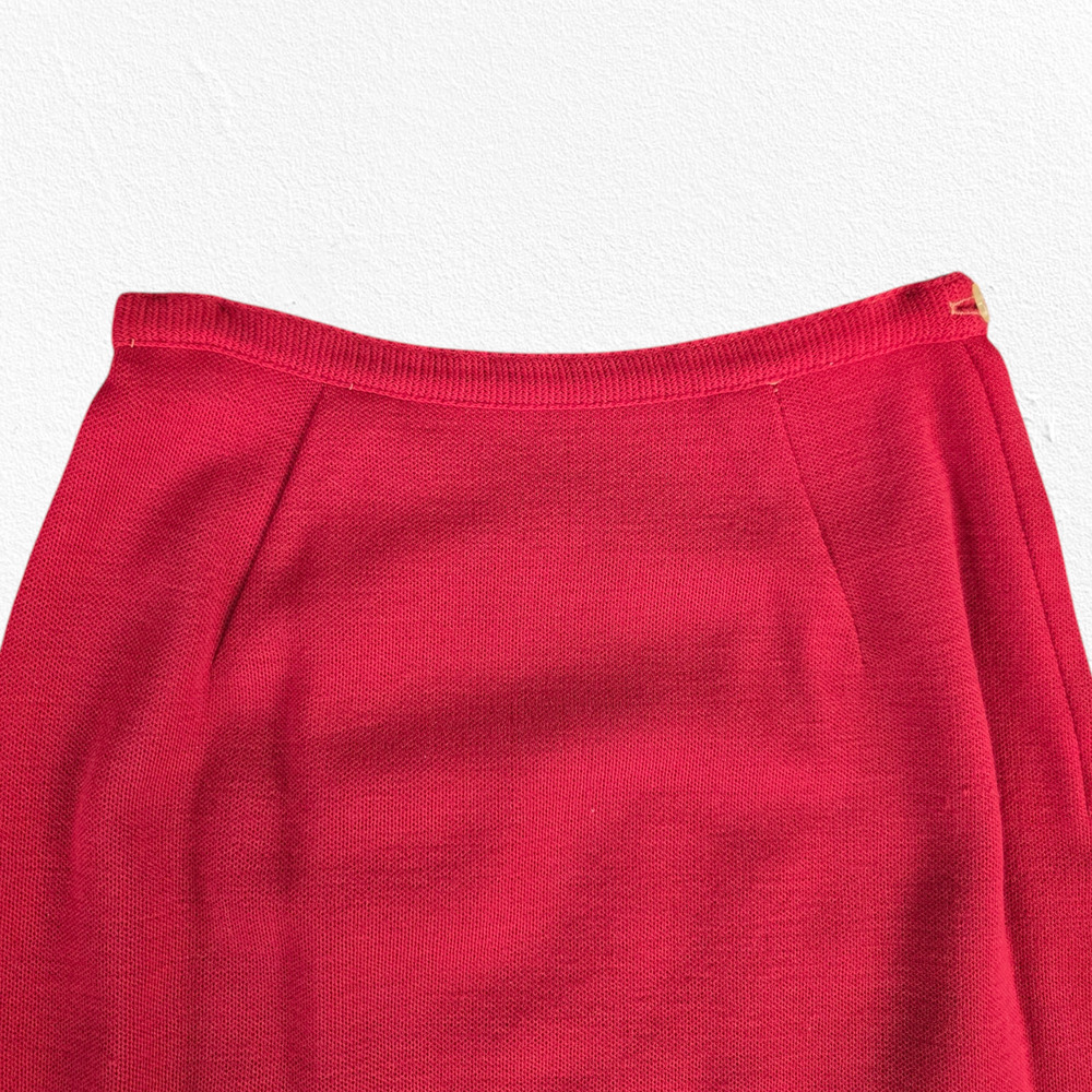 50s Vintage Red Open Front Double Breasted Blazer Pencil Skirt Wool Set Size 2 - Picture 12 of 16